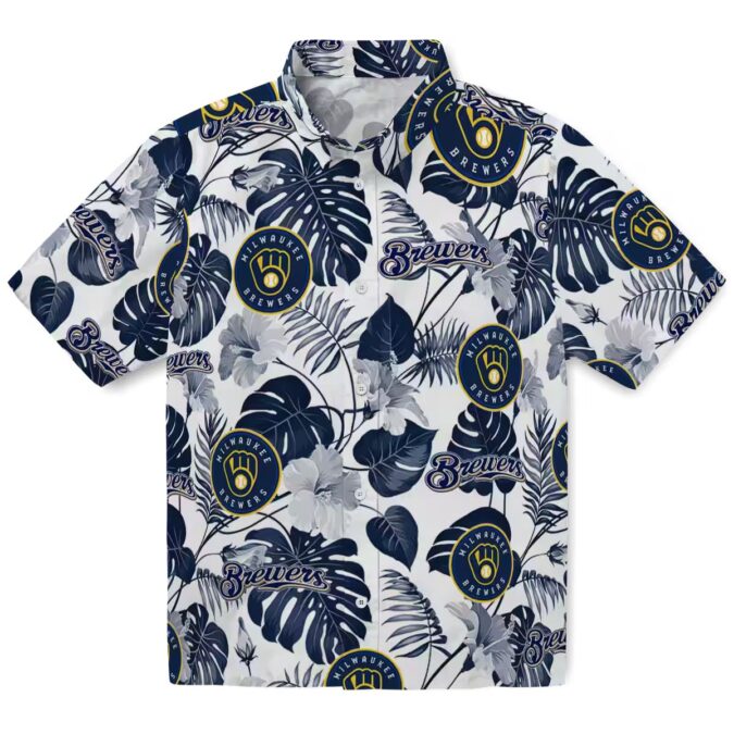 Milwaukee Brewers Navy Blue Tropical Hawaiian Shirt - MLB Floral Aloha Shirt for Men & Fans