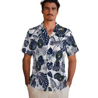 Milwaukee Brewers Navy Blue Tropical Hawaiian Shirt - MLB Floral Aloha Shirt for Men & Fans