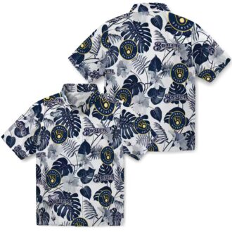 Milwaukee Brewers Navy Blue Tropical Hawaiian Shirt - MLB Floral Aloha Shirt for Men & Fans
