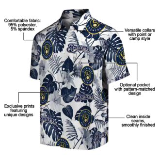 Milwaukee Brewers Navy Blue Tropical Hawaiian Shirt - MLB Floral Aloha Shirt for Men & Fans