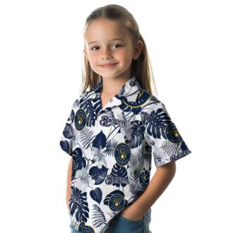 Milwaukee Brewers Navy Blue Tropical Hawaiian Shirt - MLB Floral Aloha Shirt for Men & Fans