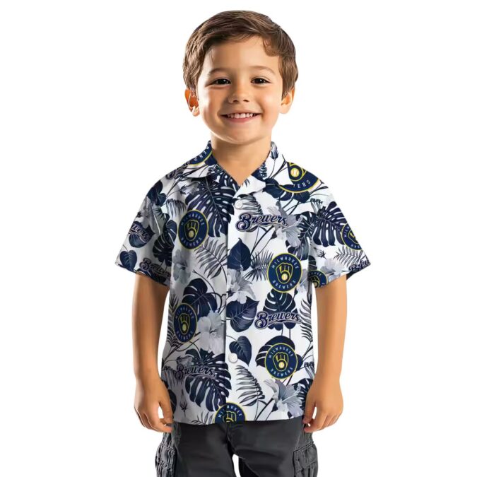 Milwaukee Brewers Navy Blue Tropical Hawaiian Shirt - MLB Floral Aloha Shirt for Men & Fans