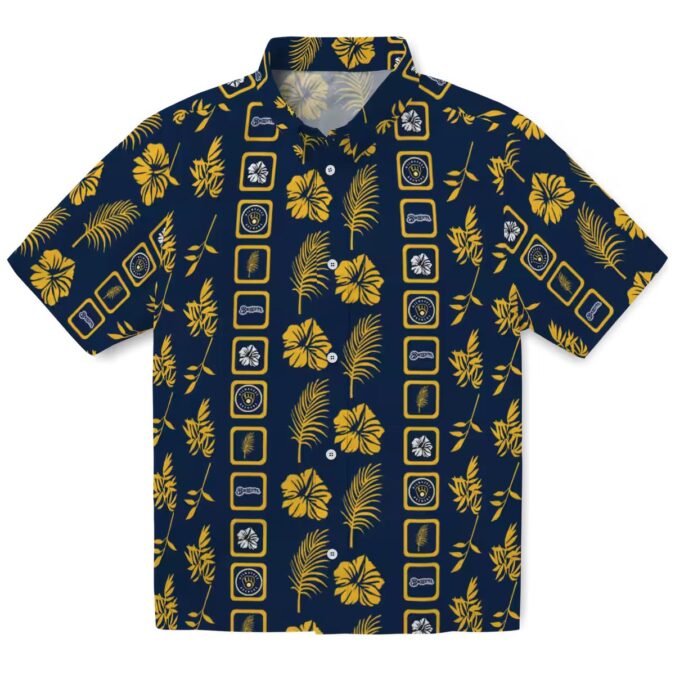 Milwaukee Brewers Navy Floral Hawaiian Shirt - Official MLB Summer Fan Apparel
