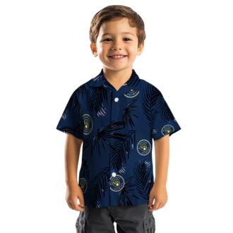 Milwaukee Brewers Palm Leaf Button Up Shirt for Men - MLB Aloha Hawaiian Summer Outfit