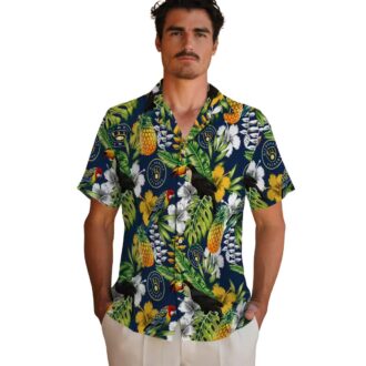 Milwaukee Brewers Toucan Print Hawaiian Shirt - Navy Green MLB Baseball Summer Shirt