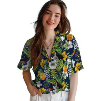 Milwaukee Brewers Toucan Print Hawaiian Shirt - Navy Green MLB Baseball Summer Shirt