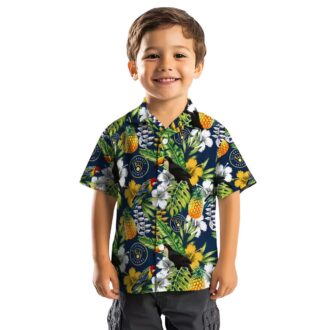 Milwaukee Brewers Toucan Print Hawaiian Shirt - Navy Green MLB Baseball Summer Shirt