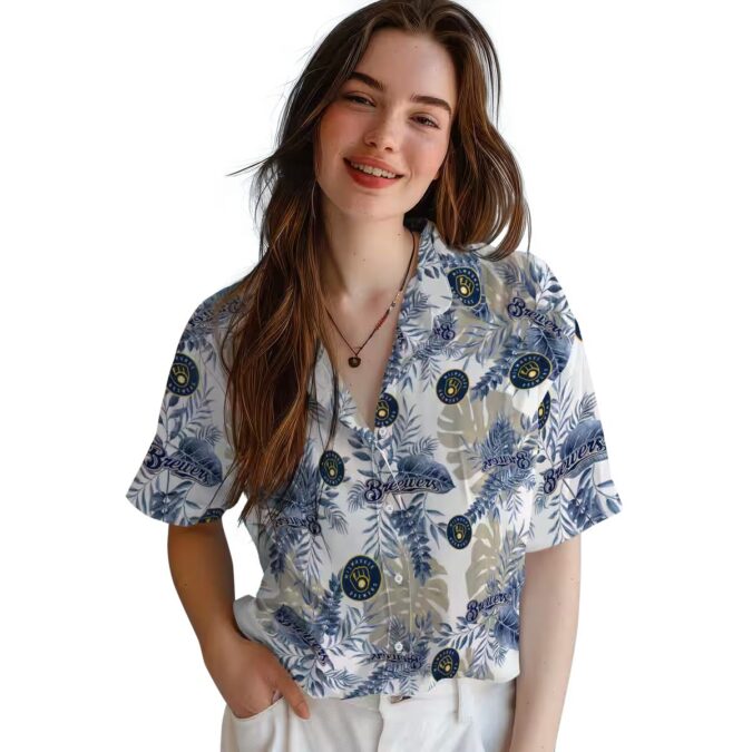 Milwaukee Brewers Tropical Palm Leaf Hawaiian Shirt - Men's Summer Party Look
