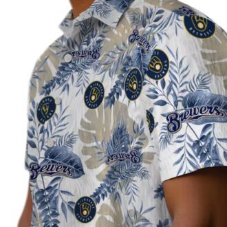 Milwaukee Brewers Tropical Palm Leaf Hawaiian Shirt - Men's Summer Party Look