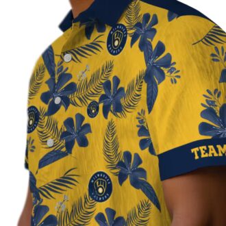 Milwaukee Brewers Yellow Hawaiian Shirt - Tropical Floral Print for Baseball Fans