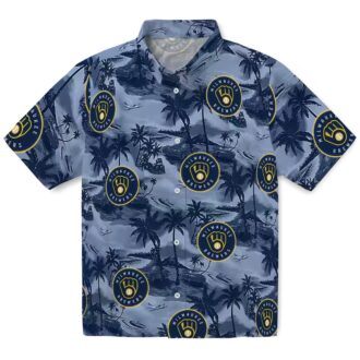 MLB Milwaukee Brewers Aloha Shirt for Men - Coastal Palms Summer Vacation Wear