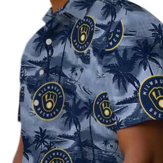 MLB Milwaukee Brewers Aloha Shirt for Men - Coastal Palms Summer Vacation Wear