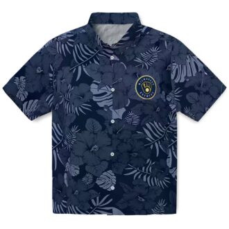 MLB Milwaukee Brewers Hawaiian Button Up Shirt - Summer Navy Jungle Edition