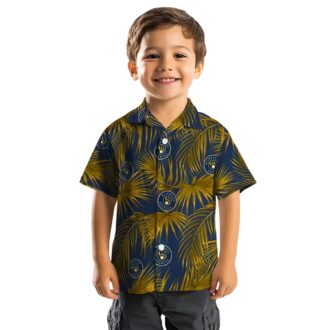 MLB Milwaukee Brewers Summer Vacation Shirt - Leafy Palms Navy Blue Design