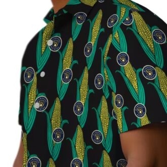 MLB Team Brewers Tropical Hawaiian Shirt - Black Green MLB Summer Fan Gift for Men