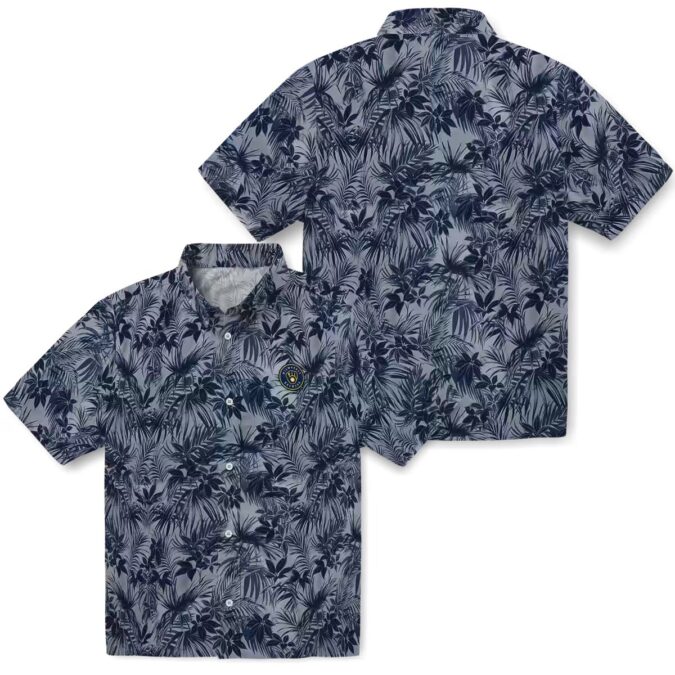 Official Milwaukee Brewers Leaf Pattern Hawaiian Shirt - MLB Navy Blue Gear