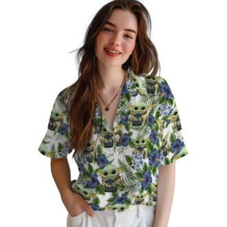 Official Milwaukee Brewers Logo Hawaiian Shirt - Tropical Yoda Green MLB Summer Shirt