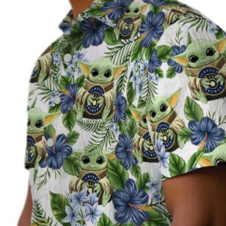 Official Milwaukee Brewers Logo Hawaiian Shirt - Tropical Yoda Green MLB Summer Shirt