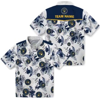 Personalized Milwaukee Brewers Aloha Shirt - Botanical Theme Navy Floral Vacation Wear