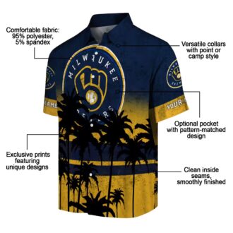 Personalized Milwaukee Brewers Summer Hawaiian Shirt - Tropical Sunset Navy Aloha Style