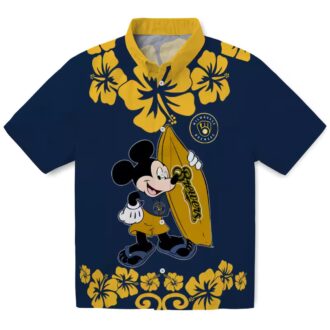 Surfing Mickey Milwaukee Brewers Hawaiian Shirt - MLB Tropical Fan Apparel Gift