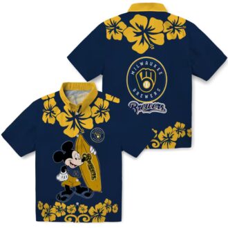 Surfing Mickey Milwaukee Brewers Hawaiian Shirt - MLB Tropical Fan Apparel Gift