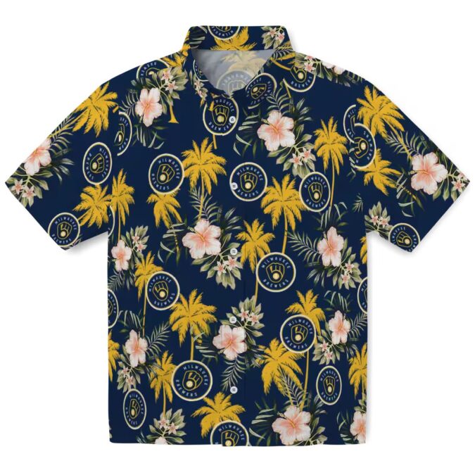 Trend MLB Milwaukee Brewers Beach Shirt - Floral Palm Tree Hawaiian Style