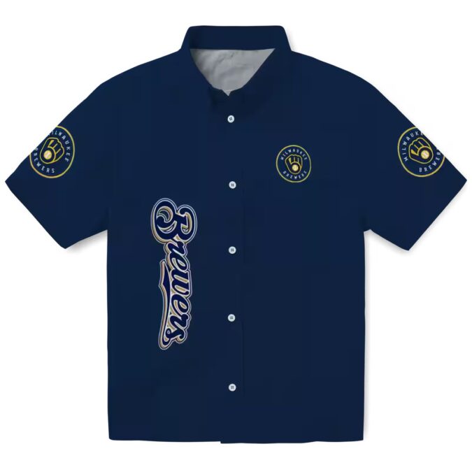 Tropical Milwaukee Brewers Hawaiian Shirt for Men - Navy Blue Aloha Game Day Look