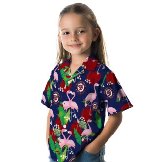 2025 Washington Nationals Flamingo Foliage Red Green Hawaiian Shirt - Perfect MLB Fan Vacation Shirt