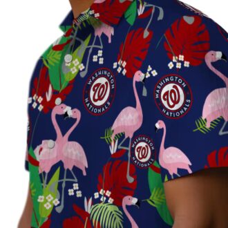 2025 Washington Nationals Flamingo Foliage Red Green Hawaiian Shirt - Perfect MLB Fan Vacation Shirt