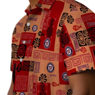 2025 Washington Nationals Tribal Red Hawaiian Shirt - MLB Baseball Fan Tropical Shirt
