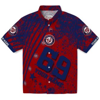 Custom MLB Washington Nationals Hawaiian Shirt Red with Star Stripes for Summer Vacation