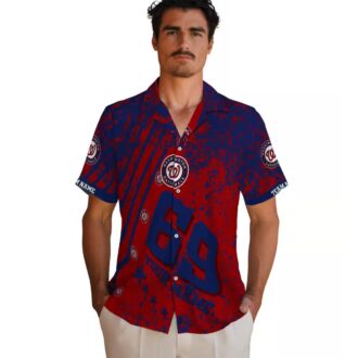 Custom MLB Washington Nationals Hawaiian Shirt Red with Star Stripes for Summer Vacation