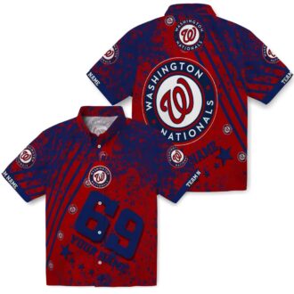Custom MLB Washington Nationals Hawaiian Shirt Red with Star Stripes for Summer Vacation