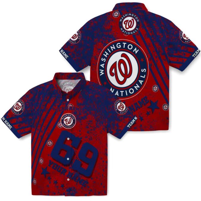 Custom MLB Washington Nationals Hawaiian Shirt Red with Star Stripes for Summer Vacation