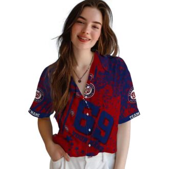 Custom MLB Washington Nationals Hawaiian Shirt Red with Star Stripes for Summer Vacation