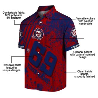 Custom MLB Washington Nationals Hawaiian Shirt Red with Star Stripes for Summer Vacation