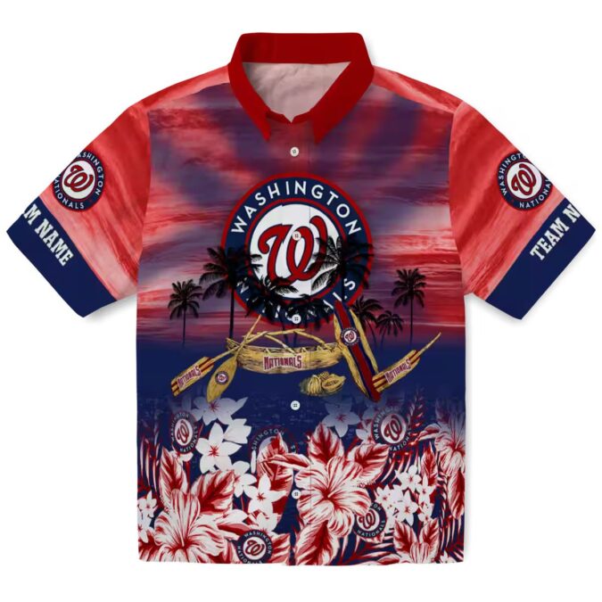 Custom Washington Nationals Red Tropical Hawaiian Shirt - MLB Baseball Fan Shirt for Summer Events