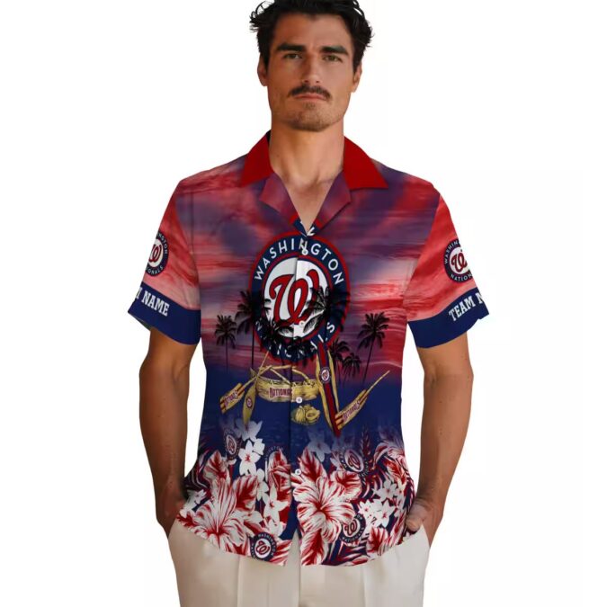 Custom Washington Nationals Red Tropical Hawaiian Shirt - MLB Baseball Fan Shirt for Summer Events