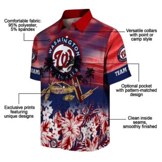 Custom Washington Nationals Red Tropical Hawaiian Shirt - MLB Baseball Fan Shirt for Summer Events