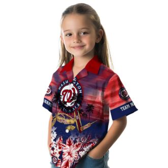 Custom Washington Nationals Red Tropical Hawaiian Shirt - MLB Baseball Fan Shirt for Summer Events