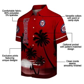 Custom Washington Nationals Sunset Hawaiian Shirt - MLB Tropical Floral Red Black Shirt for Summer 2025