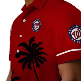 Custom Washington Nationals Sunset Hawaiian Shirt - MLB Tropical Floral Red Black Shirt for Summer 2025
