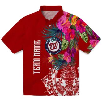 Limited Edition Washington Nationals Floral Red Hawaiian Shirt - MLB Fan Tropical Shirt for Summer Fun