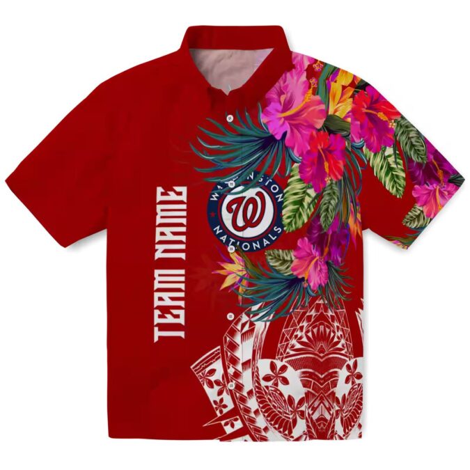 Limited Edition Washington Nationals Floral Red Hawaiian Shirt - MLB Fan Tropical Shirt for Summer Fun