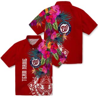 Limited Edition Washington Nationals Floral Red Hawaiian Shirt - MLB Fan Tropical Shirt for Summer Fun
