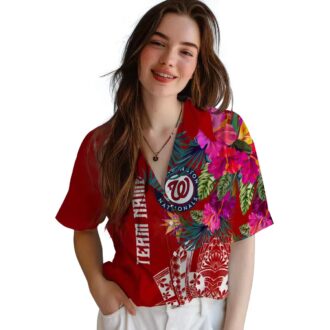 Limited Edition Washington Nationals Floral Red Hawaiian Shirt - MLB Fan Tropical Shirt for Summer Fun