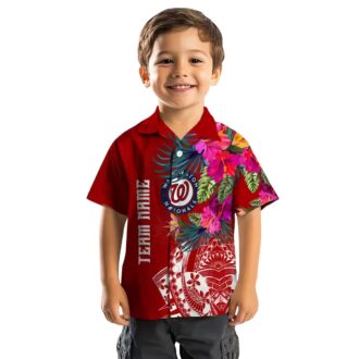 Limited Edition Washington Nationals Floral Red Hawaiian Shirt - MLB Fan Tropical Shirt for Summer Fun