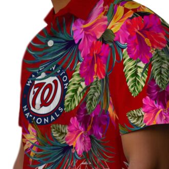 Limited Edition Washington Nationals Floral Red Hawaiian Shirt - MLB Fan Tropical Shirt for Summer Fun