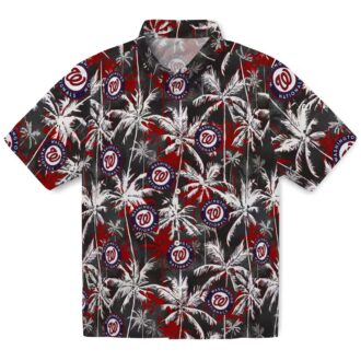 Limited Edition Washington Nationals Hawaiian Shirt - Red Black Palm Pattern, MLB Fan Apparel